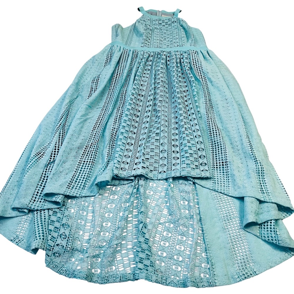 ModCloth Mint Green Halter Dress 1X High Low Hem Geometric Knit